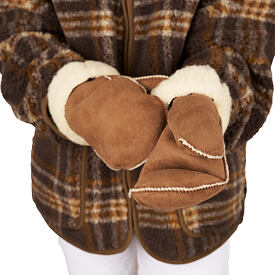 Muffole in pelle con lana di pecora marrone