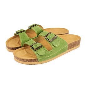 Ciabatte anatomiche in sughero da donna Linda verde chiaro