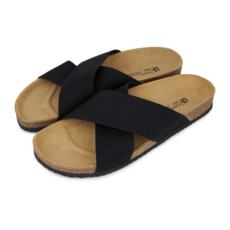 Ciabatte da uomo in sughero con tomaia elastica, nero
