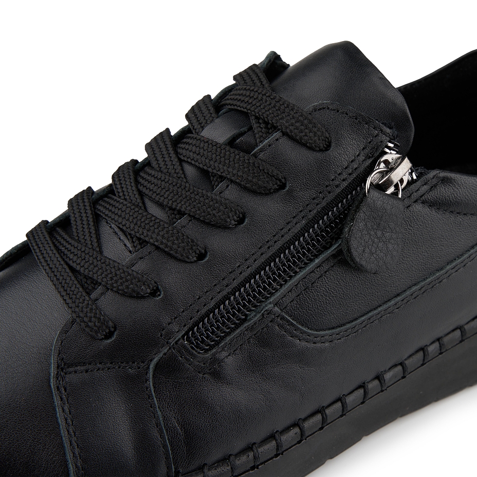 Sneakers da donna in pelle con cerniera Anika nere